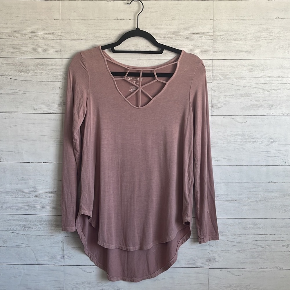 American Eagle Outfitters Cut Out Long Sleeve Blouse l SIZE S